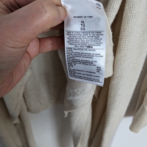 Banana republic wool cotton blend open front cardigan beige cream XL @k - Picture 7 of 8